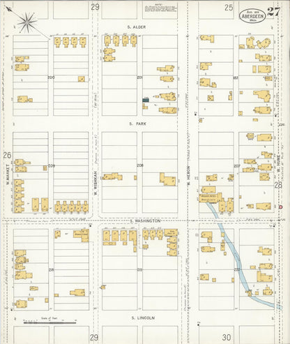 Sanborn Fire Insurance Map from Aberdeen, Grays Harbor County, Washington (1906), Sheet #0027 - Complete Map Set gallery image, historic Sanborn map, vintage wall art, Washington Washington