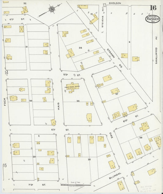 Sanborn Fire Insurance Map from Ranger, Eastland County, Texas (1920), Sheet #0016 - Historic Sanborn Fire Insurance Map Print, vintage old map wall art, antique decor, genealogy gift, Texas Texas map