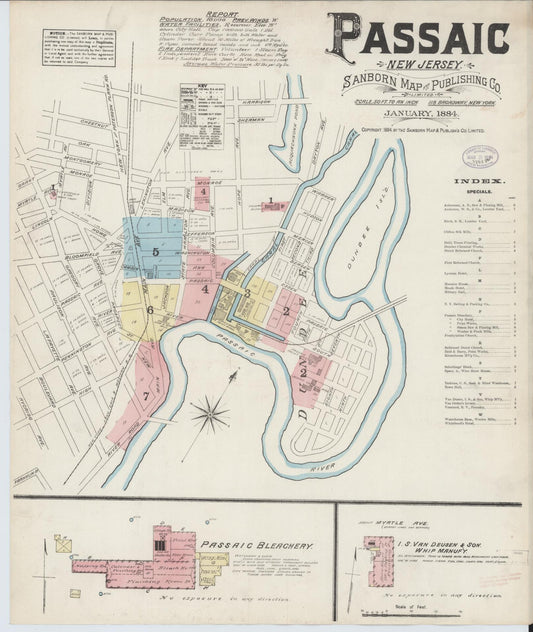 Sanborn Fire Insurance Map from Passaic, Passaic County, New Jersey. (1884) – Historic Sanborn Fire Insurance Map Print