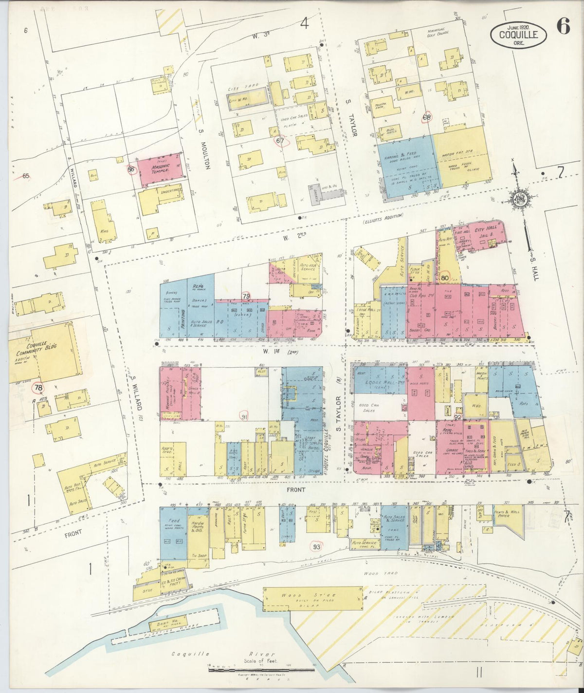 Sanborn Fire Insurance Map from Coquille, Coos County, Oregon (1945), Sheet #0006 - Historic Sanborn Fire Insurance Map Print, vintage old map wall art, antique decor, genealogy gift, Oregon Oregon map
