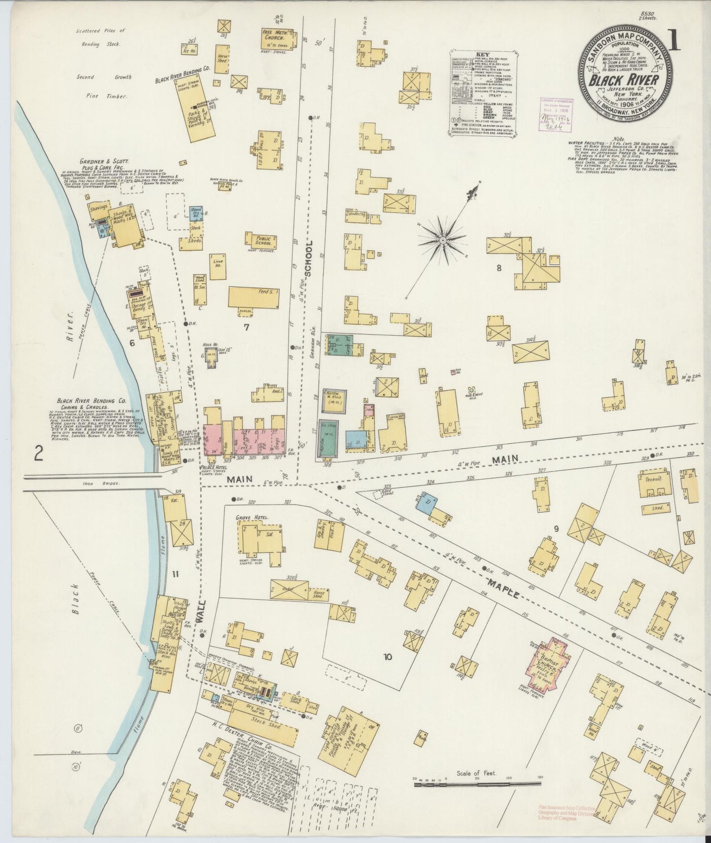 Sanborn Fire Insurance Map from Black River, Jefferson County, New York. (1906) – Historic Sanborn Fire Insurance Map Print