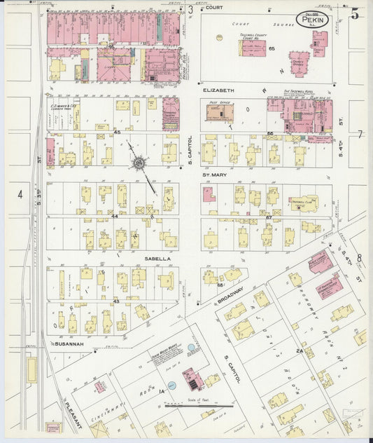 Sanborn Fire Insurance Map from Pekin, Tazewell County, Illinois (1909), Sheet #0005 - Historic Sanborn Fire Insurance Map Print, vintage old map wall art, antique decor, genealogy gift, Illinois Illinois map