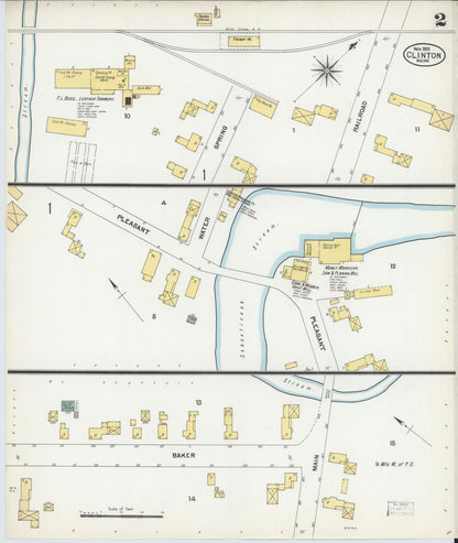 Sanborn Fire Insurance Map from Clinton, Kennebec County, Maine (1901), Sheet #0002 - Complete Map Set gallery image, historic Sanborn map, vintage wall art, Maine Maine