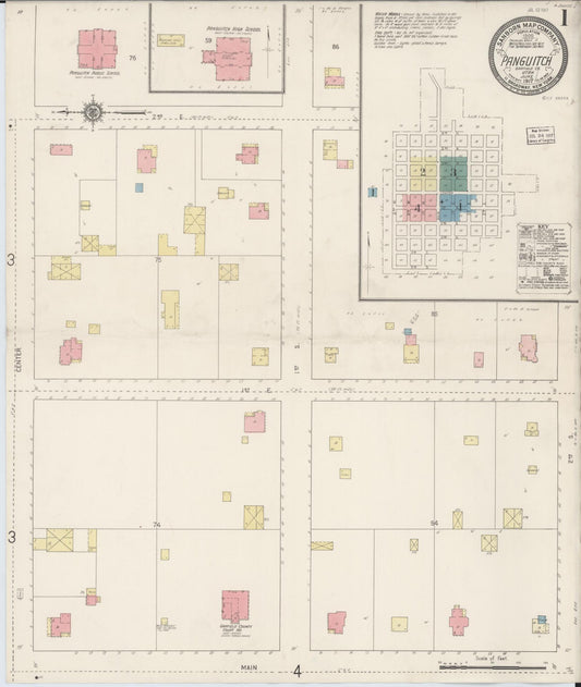 Sanborn Fire Insurance Map from Panguitch, Garfield County, Utah (1917), Sheet #0001 - Historic Sanborn Fire Insurance Map Print, vintage old map wall art, antique decor, genealogy gift, Utah Utah map