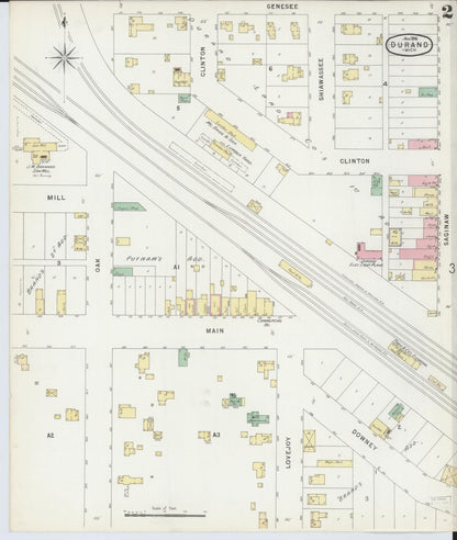 Sanborn Fire Insurance Map from Durand, Shiawassee County, Michigan (1896), Sheet #0002 - Complete Map Set gallery image, historic Sanborn map, vintage wall art, Michigan Michigan
