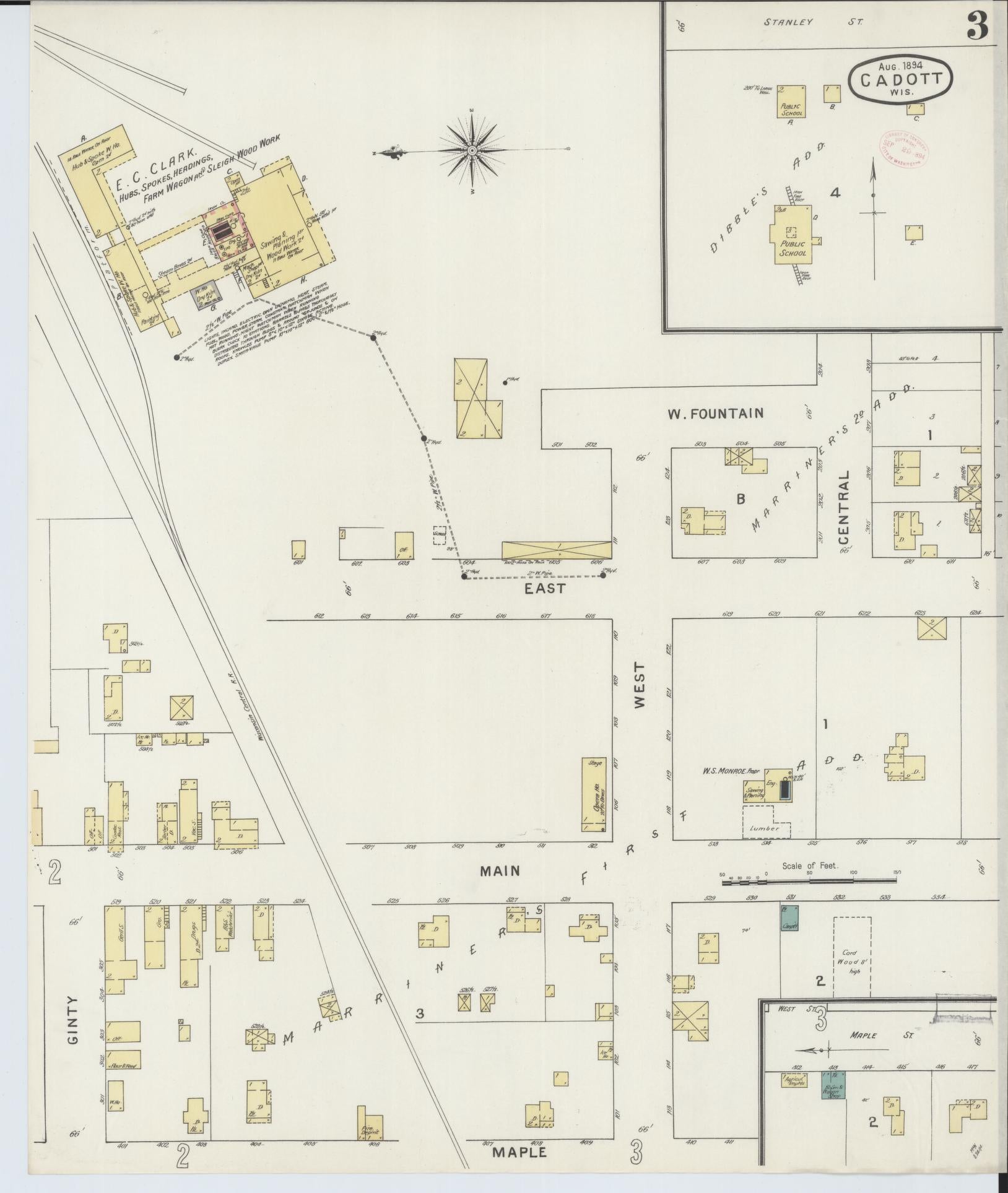 Sanborn Fire Insurance Map from Cadott, Chippewa County, Wisconsin (1894), Sheet #0003 - Complete Map Set gallery image, historic Sanborn map, vintage wall art, Wisconsin Wisconsin