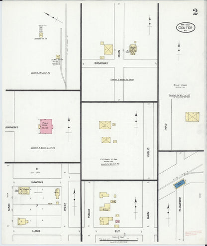 Sanborn Fire Insurance Map from Center, Ralls County, Missouri (1921), Sheet #0002 - Complete Map Set gallery image, historic Sanborn map, vintage wall art, Missouri Missouri