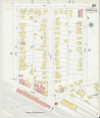 Sanborn Fire Insurance Map from Hornell, Steuben County, New York (1904), Sheet #0019 - Complete Map Set gallery image, historic Sanborn map, vintage wall art, New York New York