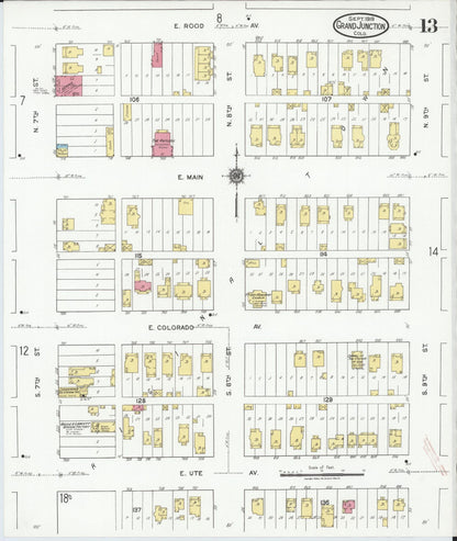 Sanborn Fire Insurance Map from Grand Junction, Mesa County, Colorado (1919), Sheet #0013 - Complete Map Set gallery image, historic Sanborn map, vintage wall art, Colorado Colorado