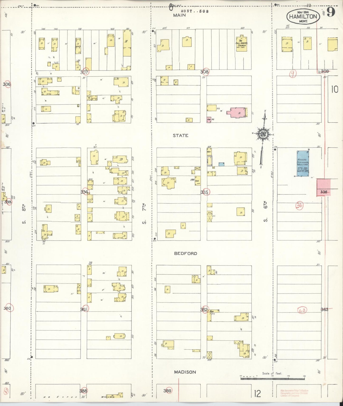 Sanborn Fire Insurance Map from Hamilton, Ravalli County, Montana (1944), Sheet #0009 - Historic Sanborn Fire Insurance Map Print, vintage old map wall art, antique decor, genealogy gift, Montana Montana map