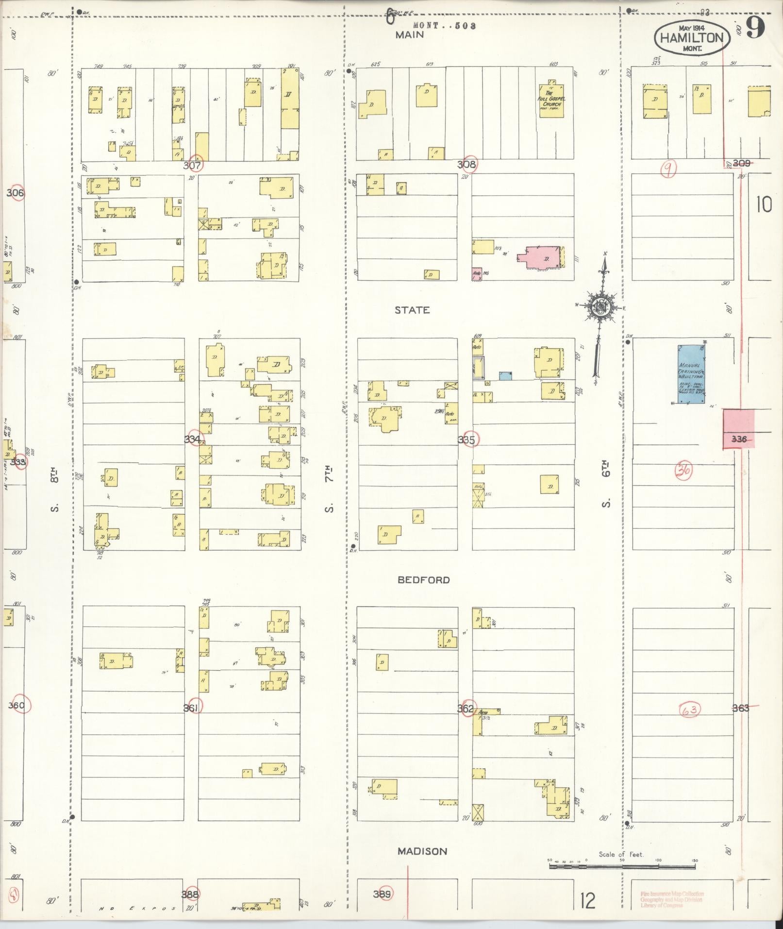 Sanborn Fire Insurance Map from Hamilton, Ravalli County, Montana (1944), Sheet #0009 - Historic Sanborn Fire Insurance Map Print, vintage old map wall art, antique decor, genealogy gift, Montana Montana map