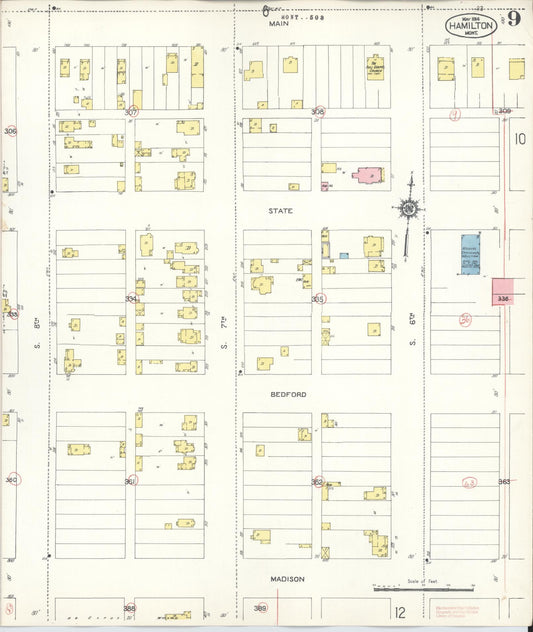Sanborn Fire Insurance Map from Hamilton, Ravalli County, Montana (1944), Sheet #0009 - Historic Sanborn Fire Insurance Map Print, vintage old map wall art, antique decor, genealogy gift, Montana Montana map