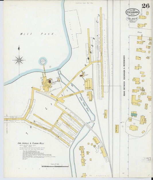 Sanborn Fire Insurance Map from Escanaba, Delta County, Michigan (1899), Sheet #0026 - Historic Sanborn Fire Insurance Map Print, vintage old map wall art, antique decor, genealogy gift, Michigan Michigan map