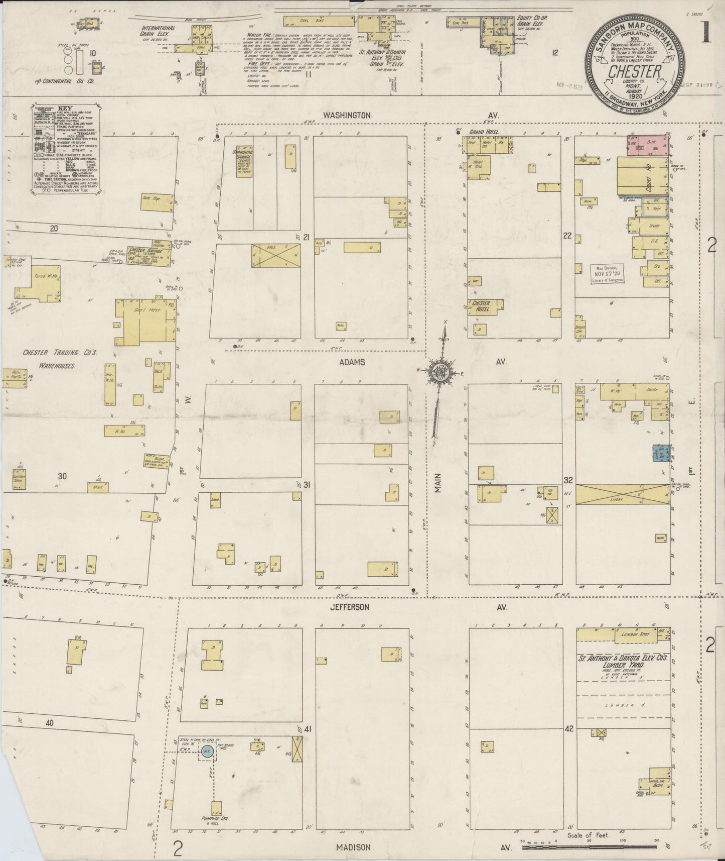 Sanborn Fire Insurance Map from Chester, Liberty County, Montana (1920), Sheet #0001 - Complete Map Set gallery image, historic Sanborn map, vintage wall art, Montana Montana