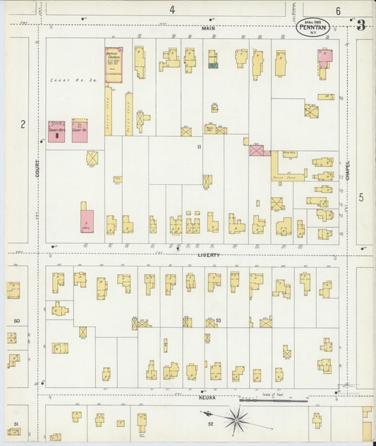 Sanborn Fire Insurance Map from Penn Yan, Yates County, New York (1903), Sheet #0003 - Historic Sanborn Fire Insurance Map Print, vintage old map wall art, antique decor, genealogy gift, New York New York map