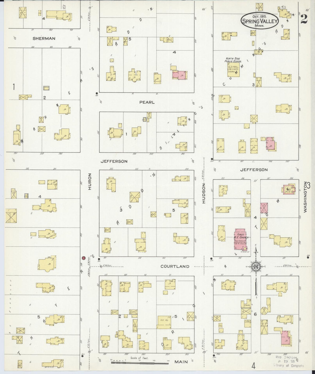 Sanborn Fire Insurance Map from Spring Valley, Fillmore County, Minnesota (1915), Sheet #0002 - Historic Sanborn Fire Insurance Map Print, vintage old map wall art, antique decor, genealogy gift, Minnesota Minnesota map