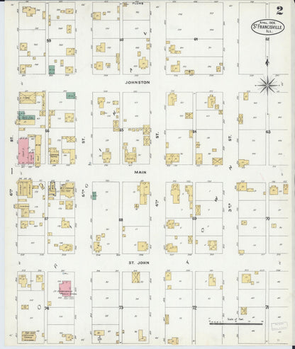 Sanborn Fire Insurance Map from Saint Francisville, Lawrence County, Illinois (1906), Sheet #0002 - Historic Sanborn Fire Insurance Map Print, vintage old map wall art, antique decor, genealogy gift, Illinois Illinois map