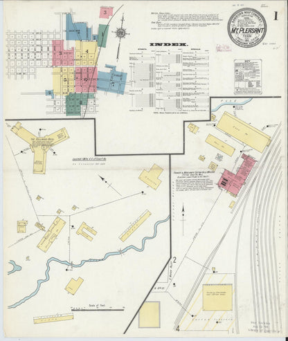 Sanborn Fire Insurance Map from Mount Pleasant, Titus County, Texas (1911), Sheet #0001 - Historic Sanborn Fire Insurance Map Print, vintage old map wall art, antique decor, genealogy gift, Texas Texas map