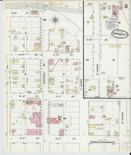 Sanborn Fire Insurance Map from Nebraska City, Otoe County, Nebraska (1891), Sheet #0003 - Historic Sanborn Fire Insurance Map Print, vintage old map wall art, antique decor, genealogy gift, Nebraska Nebraska map