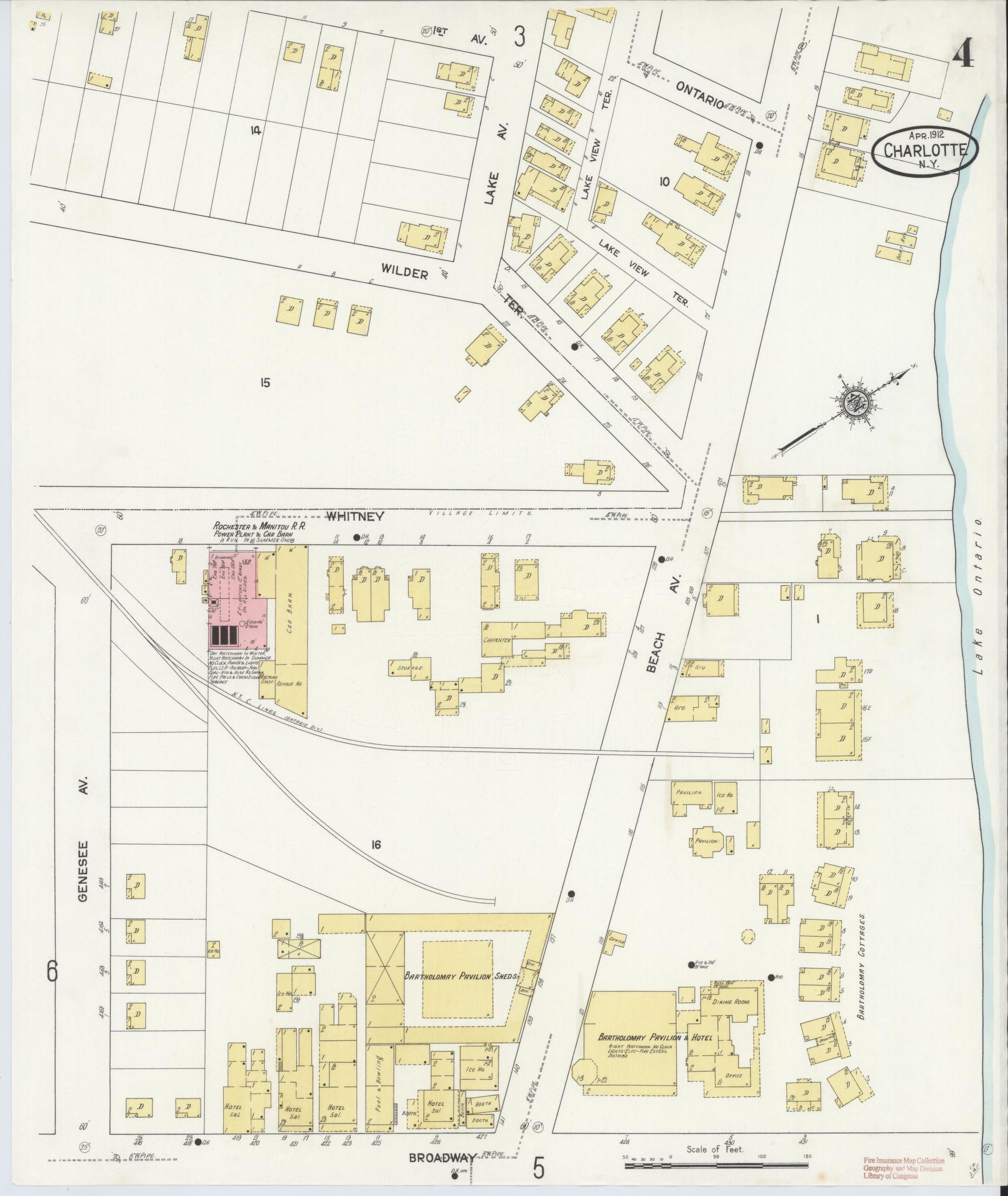 Sanborn Fire Insurance Map from Charlotte, Monroe County, New York (1912), Sheet #0004 - Complete Map Set gallery image, historic Sanborn map, vintage wall art, New York New York