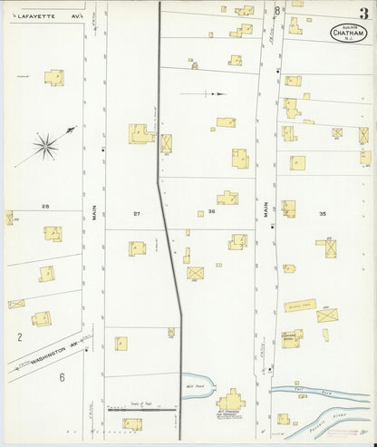 Sanborn Fire Insurance Map from Chatham, Morris County, New Jersey (1909), Sheet #0003 - Complete Map Set gallery image, historic Sanborn map, vintage wall art, New Jersey New Jersey