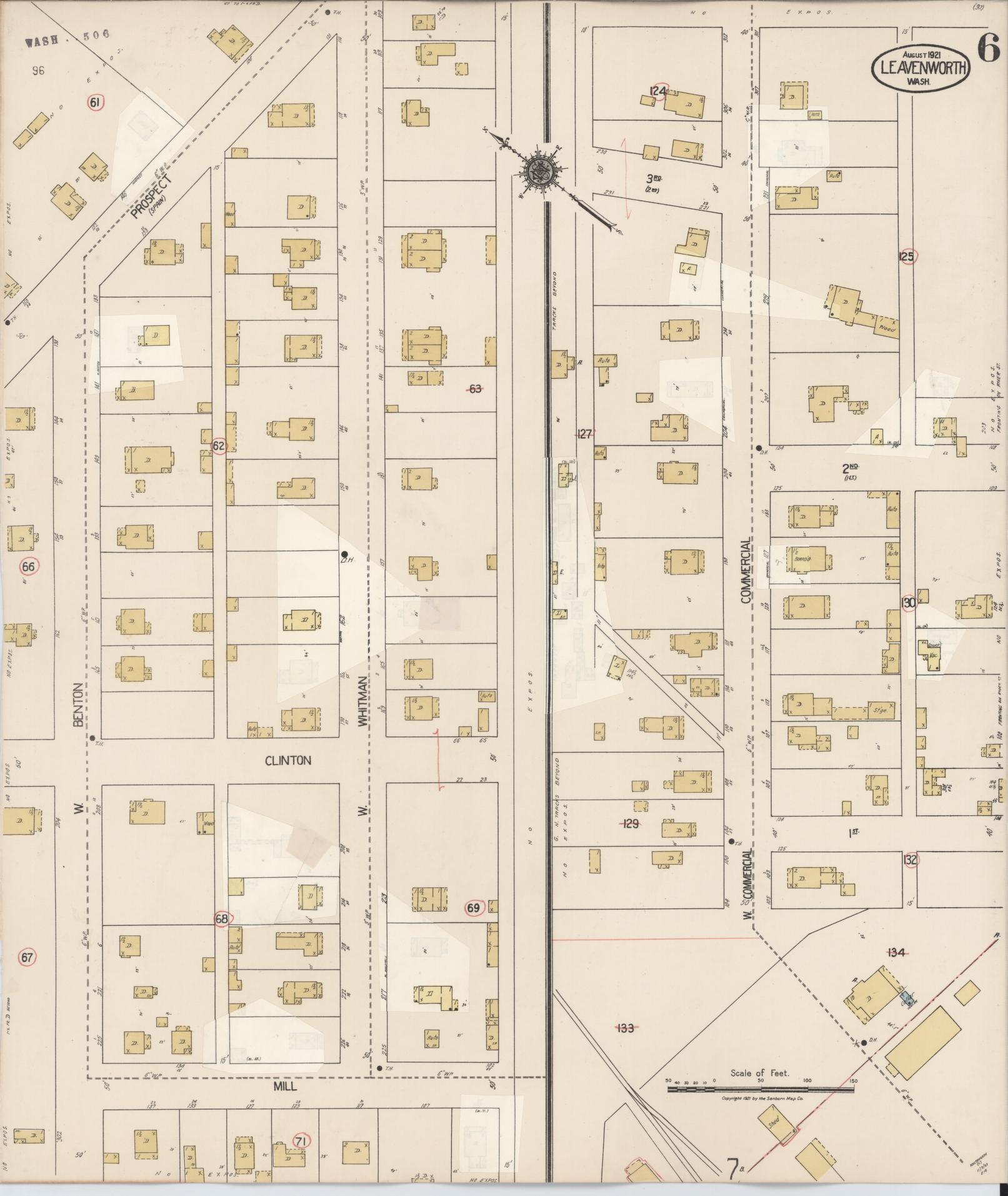 Sanborn Fire Insurance Map from Leavenworth, Chelan County, Washington (1931), Sheet #0006 - Complete Map Set gallery image, historic Sanborn map, vintage wall art, Washington Washington