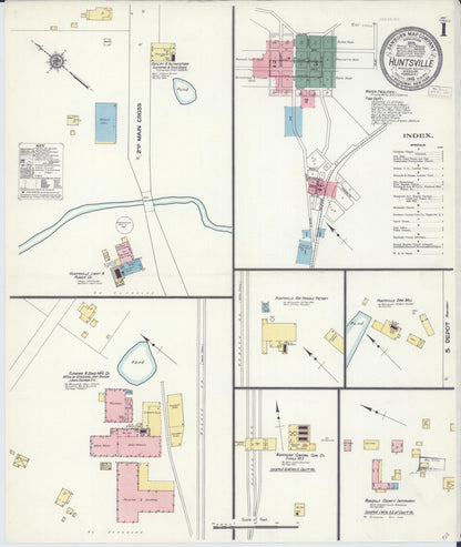 Sanborn Fire Insurance Map from Huntsville, Randolph County, Missouri (1910), Sheet #0001 - Historic Sanborn Fire Insurance Map Print, vintage old map wall art, antique decor, genealogy gift, Missouri Missouri map