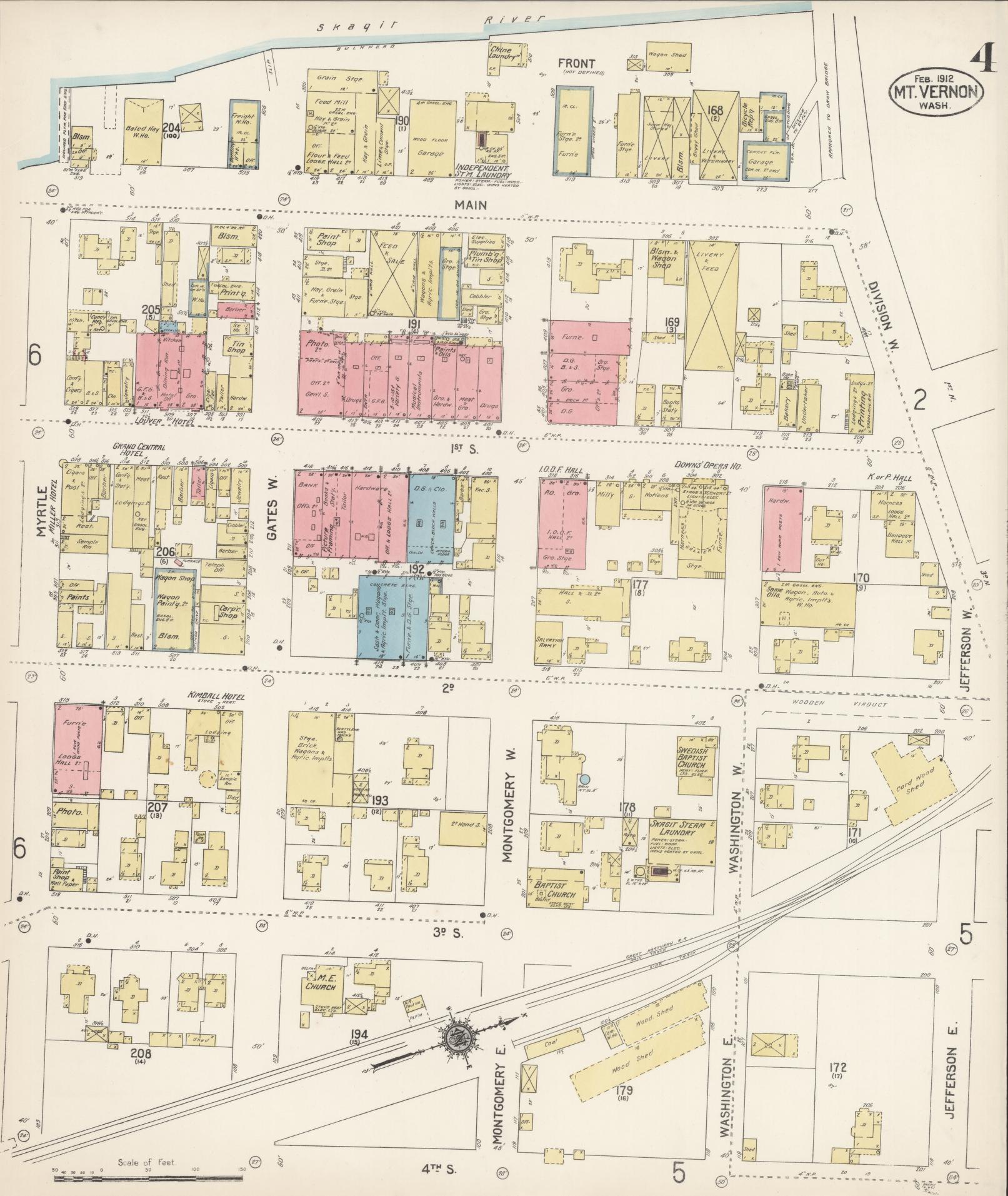 Sanborn Fire Insurance Map from Mount Vernon, Skagit County, Washington (1912), Sheet #0004 - Complete Map Set gallery image, historic Sanborn map, vintage wall art, Washington Washington