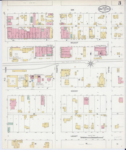 Sanborn Fire Insurance Map from Watseka, Iroquois County, Illinois (1897), Sheet #0003 - Complete Map Set gallery image, historic Sanborn map, vintage wall art, Illinois Illinois