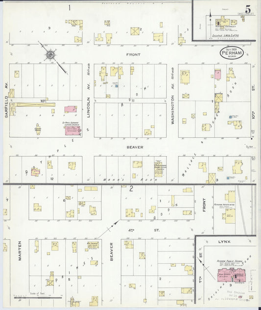 Sanborn Fire Insurance Map from Perham, Otter Tail County, Minnesota (1909), Sheet #0005 - Historic Sanborn Fire Insurance Map Print, vintage old map wall art, antique decor, genealogy gift, Minnesota Minnesota map