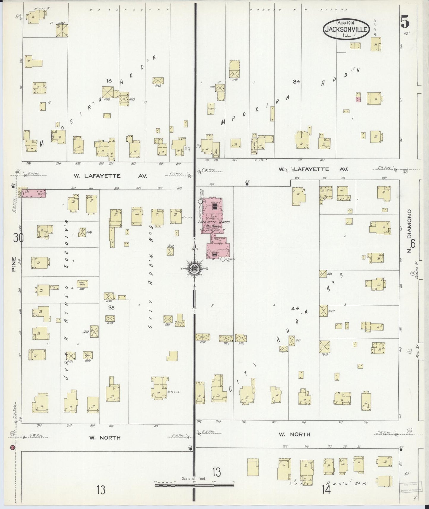 Sanborn Fire Insurance Map from Jacksonville, Morgan County, Illinois. (1914), Sheet 5 – Historic Sanborn Fire Insurance Map Print