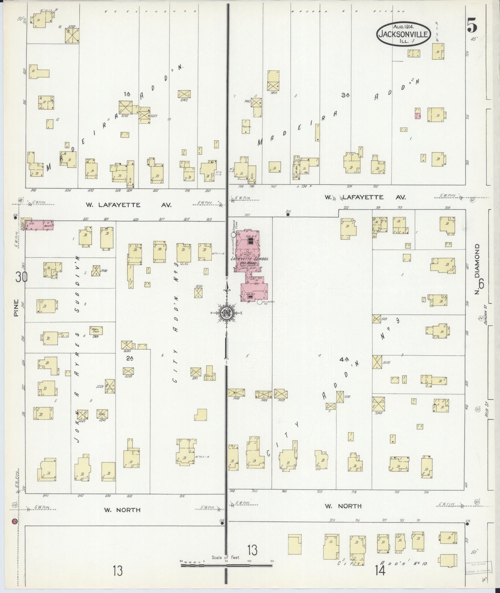 Sanborn Fire Insurance Map from Jacksonville, Morgan County, Illinois. (1914), Sheet 5 – Historic Sanborn Fire Insurance Map Print