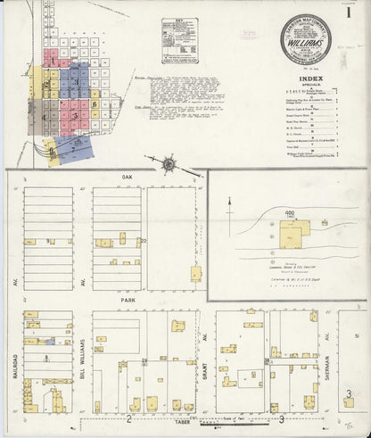 Sanborn Fire Insurance Map from Williams, Coconino County, Arizona (1910), Sheet #0001 - Complete Map Set gallery image, historic Sanborn map, vintage wall art, Arizona Arizona