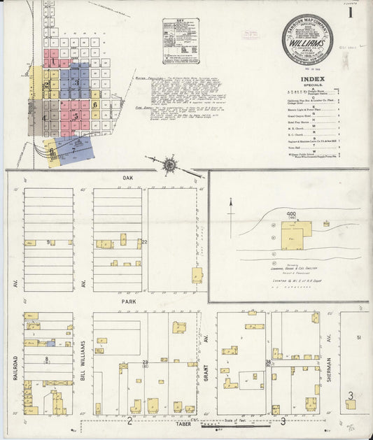 Sanborn Fire Insurance Map from Williams, Coconino County, Arizona (1910), Sheet #0001 - Complete Map Set gallery image, historic Sanborn map, vintage wall art, Arizona Arizona