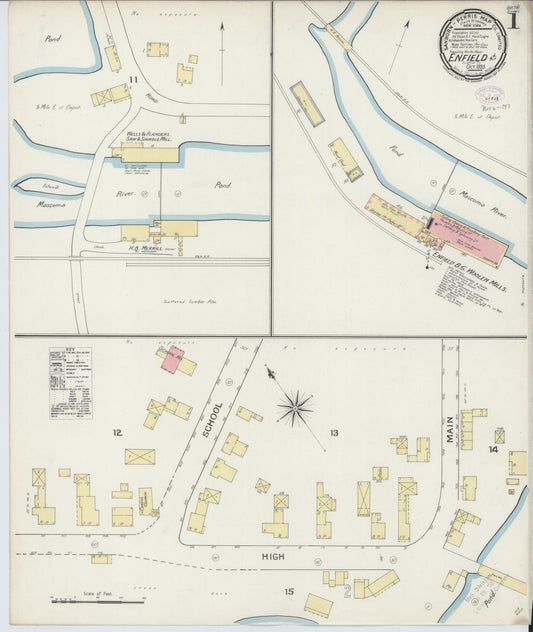 Sanborn Fire Insurance Map from Enfield, Grafton County, New Hampshire (1893), Sheet #0001 - Historic Sanborn Fire Insurance Map Print, vintage old map wall art, antique decor, genealogy gift, New Hampshire New Hampshire map