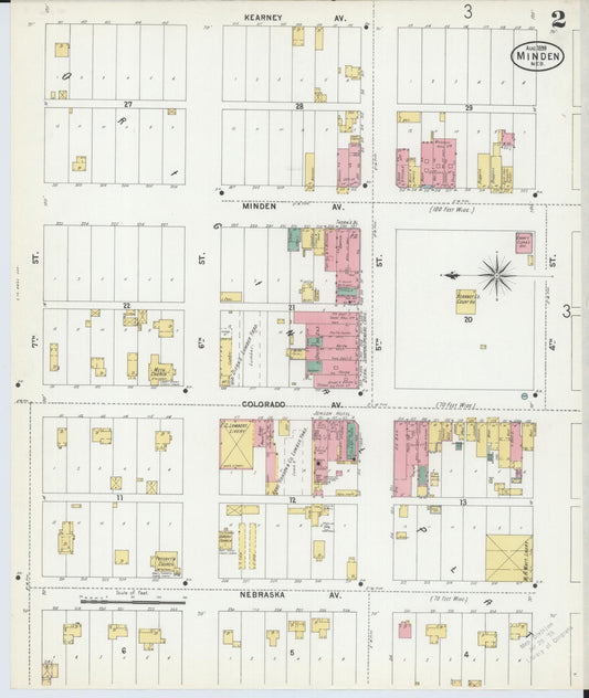 Sanborn Fire Insurance Map from Minden, Kearney County, Nebraska (1899), Sheet #0002 - Historic Sanborn Fire Insurance Map Print, vintage old map wall art, antique decor, genealogy gift, Nebraska Nebraska map