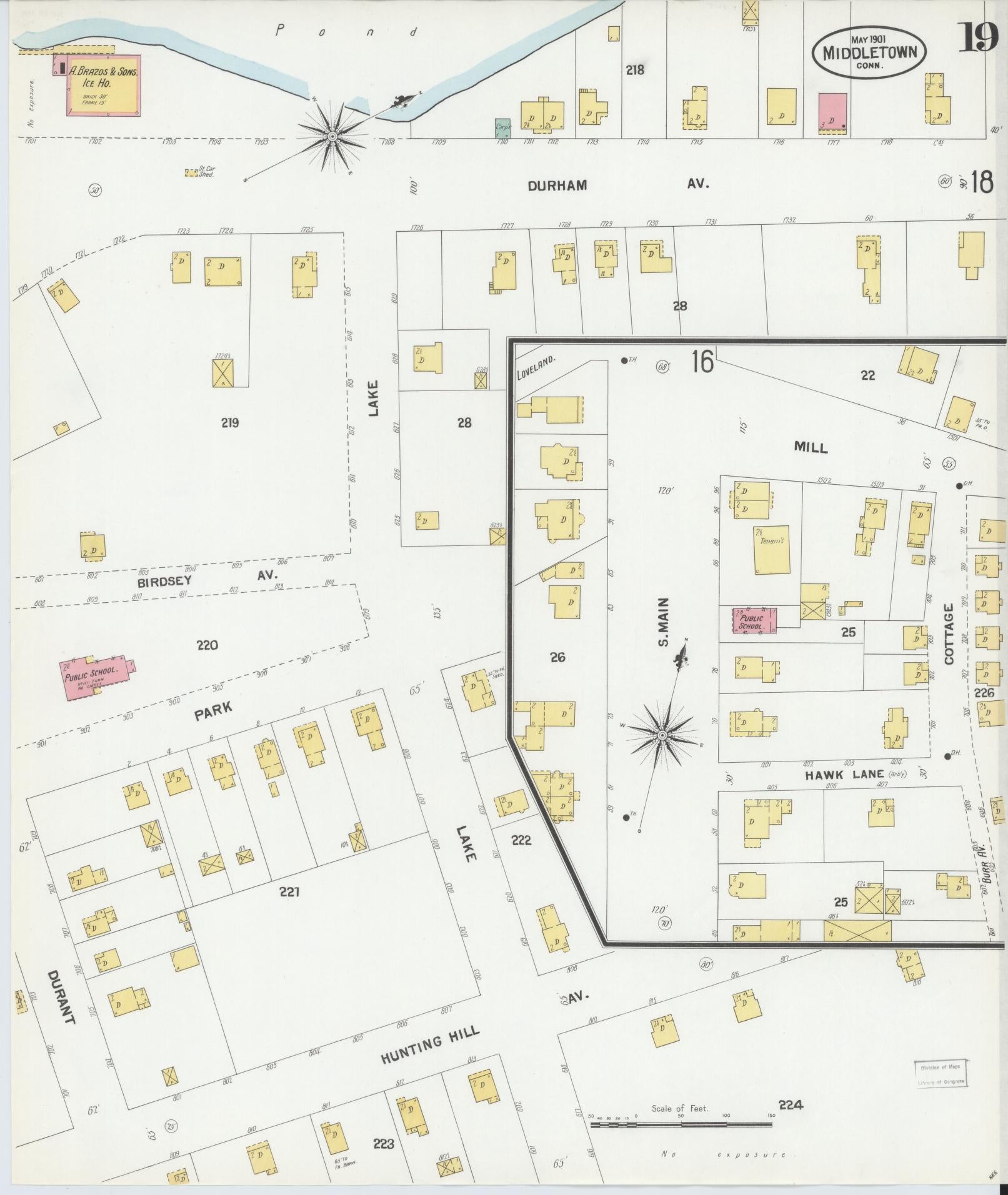 Sanborn Fire Insurance Map from Middletown, Middlesex County, Connecticut (1901), Sheet #0019 - Complete Map Set gallery image, historic Sanborn map, vintage wall art, Connecticut Connecticut