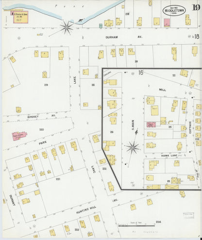 Sanborn Fire Insurance Map from Middletown, Middlesex County, Connecticut (1901), Sheet #0019 - Complete Map Set gallery image, historic Sanborn map, vintage wall art, Connecticut Connecticut