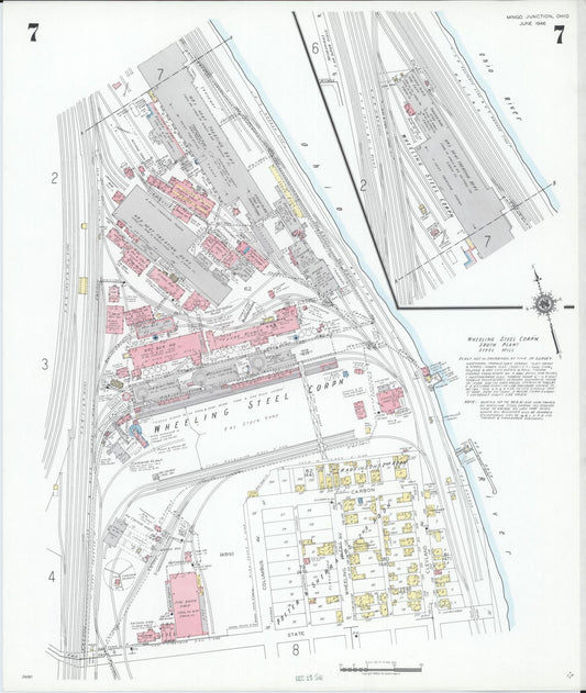 Sanborn Fire Insurance Map from Mingo Junction, Jefferson County, Ohio (1946), Sheet #0007 - Historic Sanborn Fire Insurance Map Print, vintage old map wall art, antique decor, genealogy gift, Ohio Ohio map