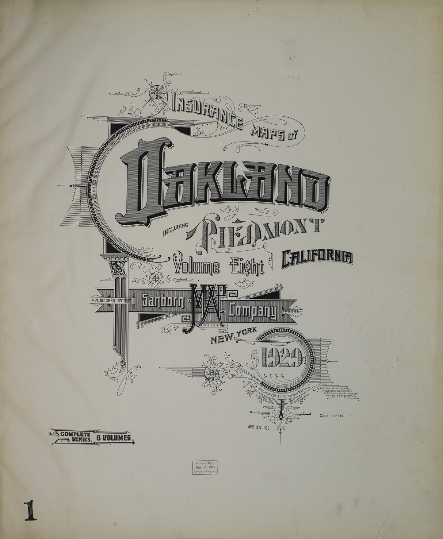 Sanborn Fire Insurance Map from Oakland, Alameda County, California (1929), Sheet #0001 - Historic Sanborn Fire Insurance Map Print, vintage old map wall art, antique decor, genealogy gift, California California map