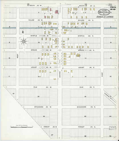 Sanborn Fire Insurance Map from Westfield, Union County, New Jersey (1909), Sheet #0022 - Historic Sanborn Fire Insurance Map Print, vintage old map wall art, antique decor, genealogy gift, New Jersey New Jersey map