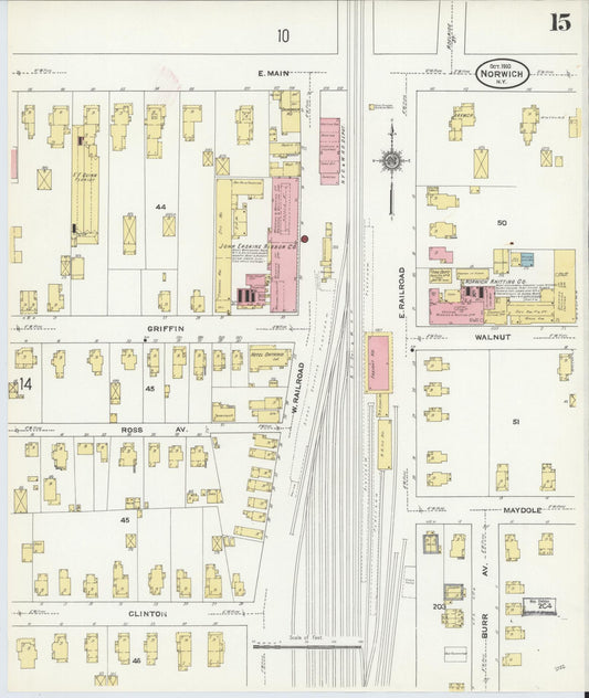 Sanborn Fire Insurance Map from Norwich, Chenango County, New York (1910), Sheet #0015 - Historic Sanborn Fire Insurance Map Print, vintage old map wall art, antique decor, genealogy gift, New York New York map