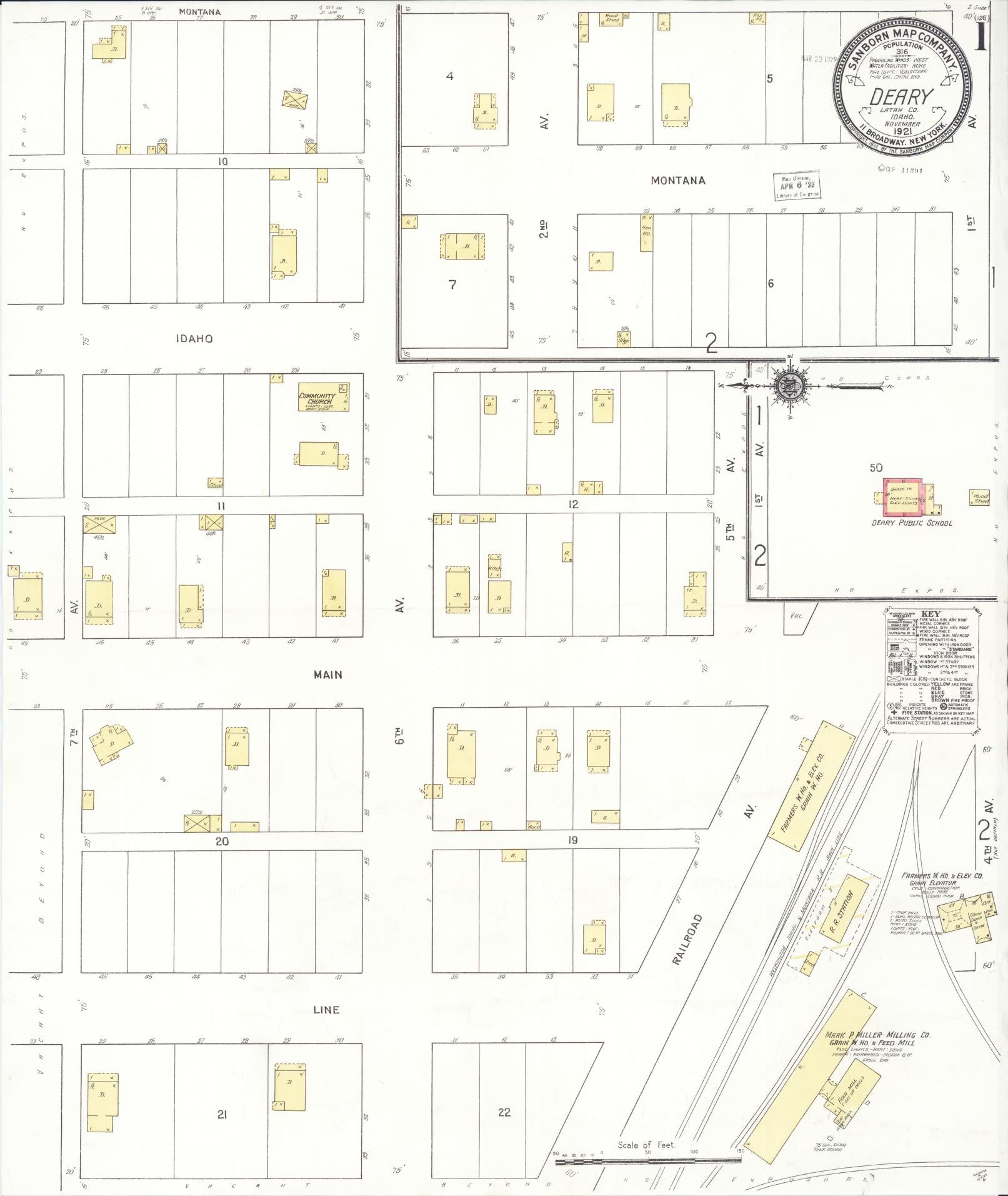 Sanborn Fire Insurance Map from Deary, Latab County, Idaho (1921), Sheet #0001 - Historic Sanborn Fire Insurance Map Print, vintage old map wall art, antique decor, genealogy gift, Idaho Idaho map