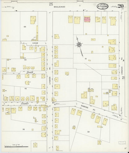 Sanborn Fire Insurance Map from Athens, Clarke County, Georgia (1913), Sheet #0020 - Complete Map Set gallery image, historic Sanborn map, vintage wall art, Georgia Georgia