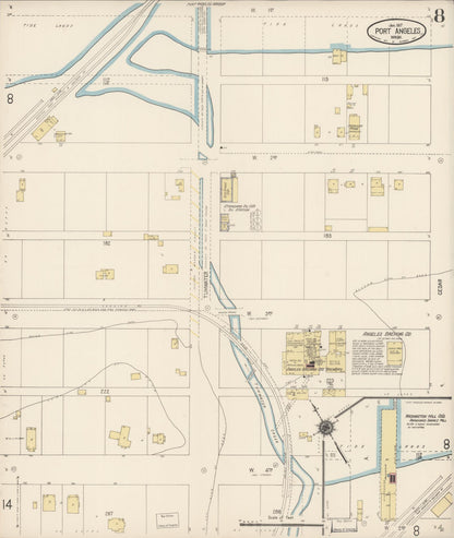 Sanborn Fire Insurance Map from Port Angeles, Clallam County, Washington (1917), Sheet #0008 - Complete Map Set gallery image, historic Sanborn map, vintage wall art, Washington Washington