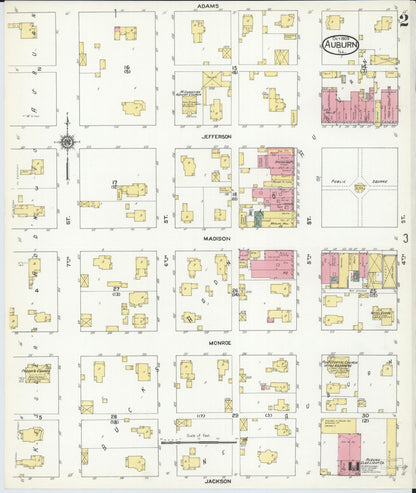 Sanborn Fire Insurance Map from Auburn, Sangamon County, Illinois (1909), Sheet #0002 - Complete Map Set gallery image, historic Sanborn map, vintage wall art, Illinois Illinois