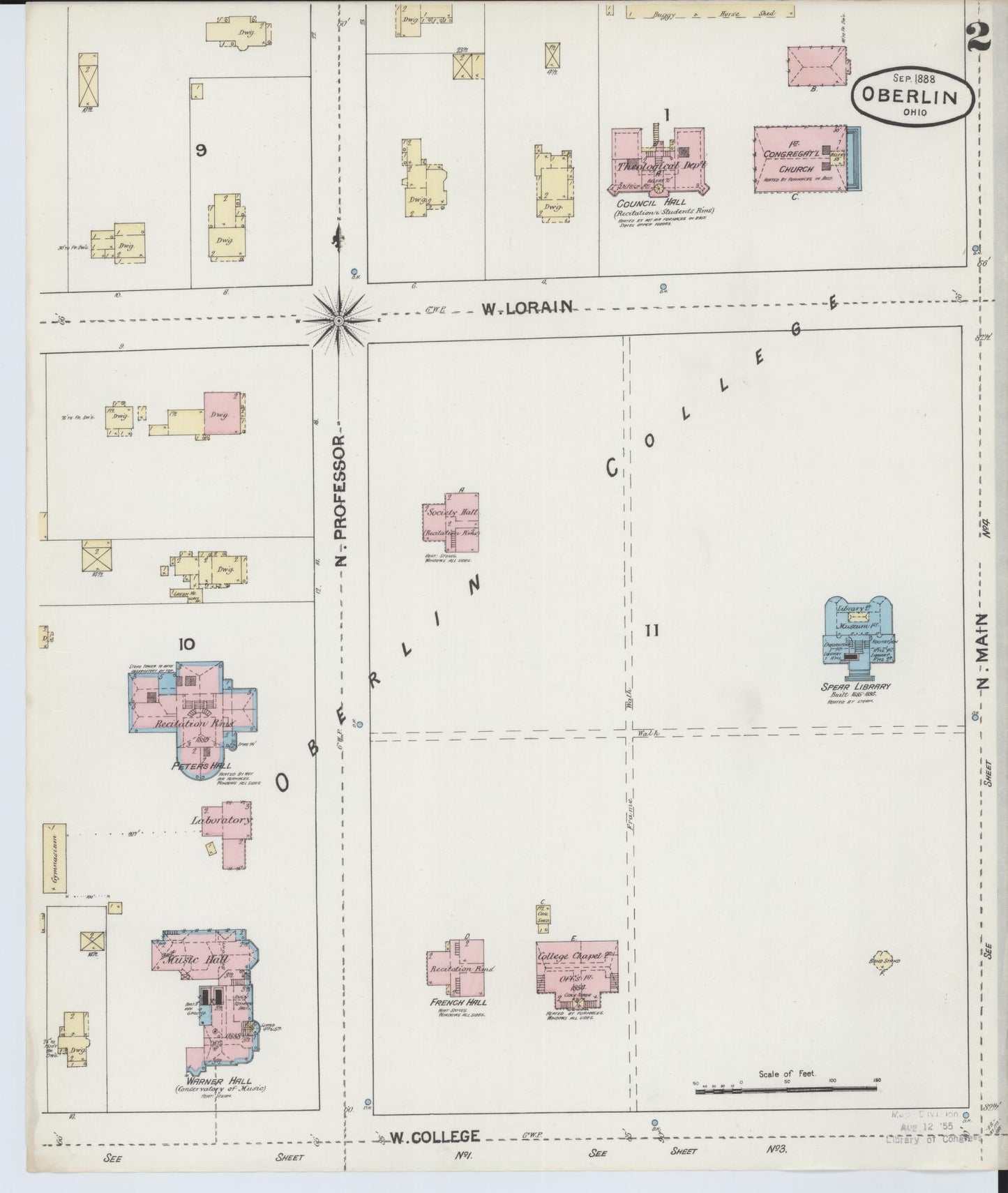 Sanborn Fire Insurance Map from Oberlin, Lorain County, Ohio (1888), Sheet #0002 - Complete Map Set gallery image, historic Sanborn map, vintage wall art, Ohio Ohio