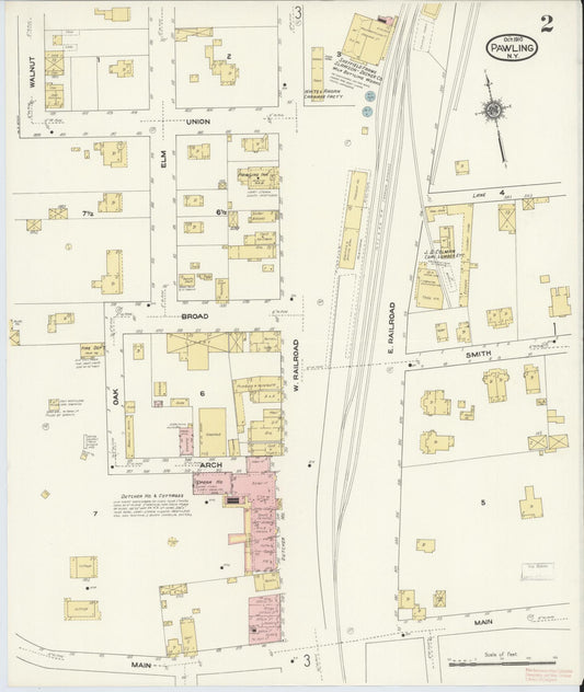 Sanborn Fire Insurance Map from Pawling, Dutchess County, New York (1910), Sheet #0002 - Historic Sanborn Fire Insurance Map Print, vintage old map wall art, antique decor, genealogy gift, New York New York map