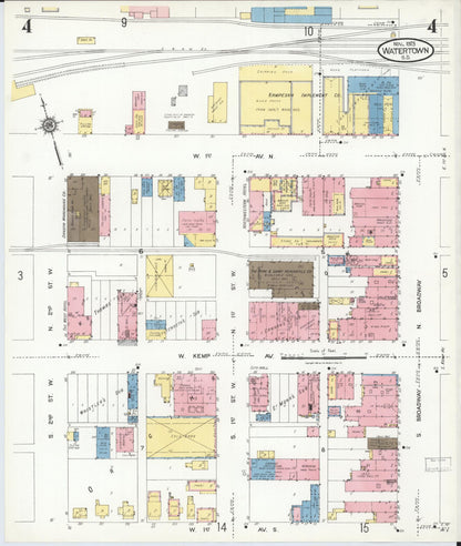 Sanborn Fire Insurance Map from Watertown, Codington County, South Dakota (1923), Sheet #0004 - Complete Map Set gallery image, historic Sanborn map, vintage wall art, South Dakota South Dakota