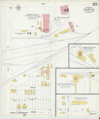 Sanborn Fire Insurance Map from Anniston, Calhoun County, Alabama (1900), Sheet #0025 - Complete Map Set gallery image, historic Sanborn map, vintage wall art, Alabama Alabama